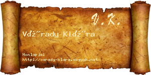 Várady Klára névjegykártya